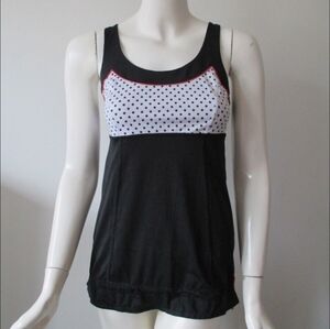 LULULEMON Womens Black & White Polka Dot Tank Top Drawstring Bottom, SZ 8
